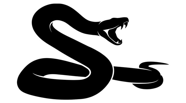 Black mamba vector silhouette of a striking venomous snake