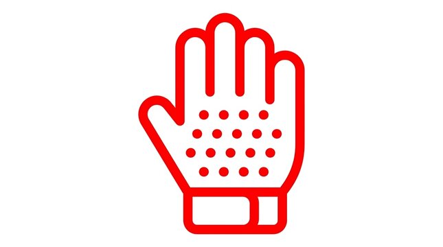 Red fitness glove icon with grip dots isolated on white