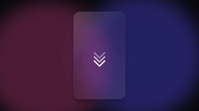 Modern Smartphone Interface Mockup featuring Glassmorphism Scroll Down Arrow on Neon Gradient Background