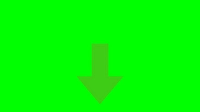 Red Arrow Pointing Down Animation on Green Screen Chroma Key Background for Video Editing Elements