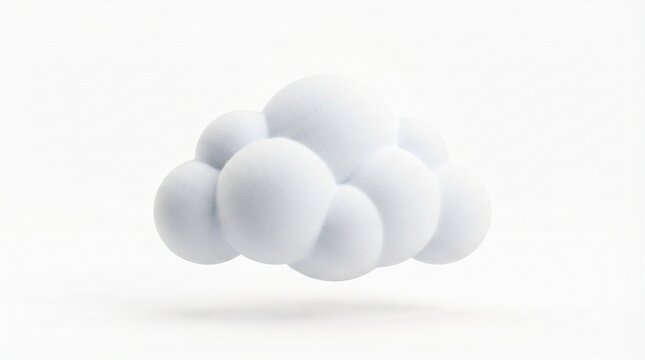 Minimalist 3D white clouds icon set floating on transparent background for design projects