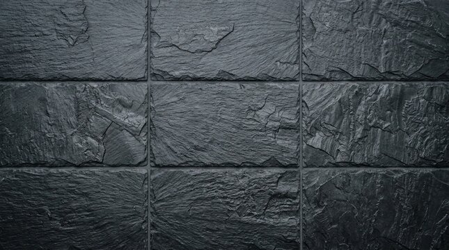 Textured Dark Gray Slate Stone Wall Surface Background