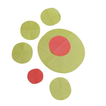 Abstract of overlapping yellow and red circles on black background