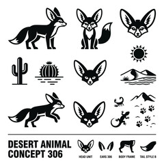 Obraz premium Fennec Fox Desert Animal Concept Icons Isolated