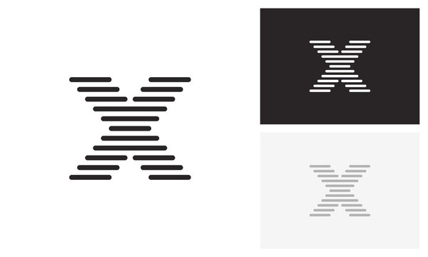 Letter X Horizontal Stripes Speed Layered Modern Logo