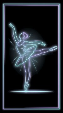 Neon ballet dancer in arabesque pose illustration