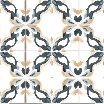 Abstract floor tile texture with repeating ornamental motif for interior and surface design