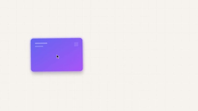 Minimalist Drag and Drop Animation of a Purple Digital Card Interface on a Grid Background
