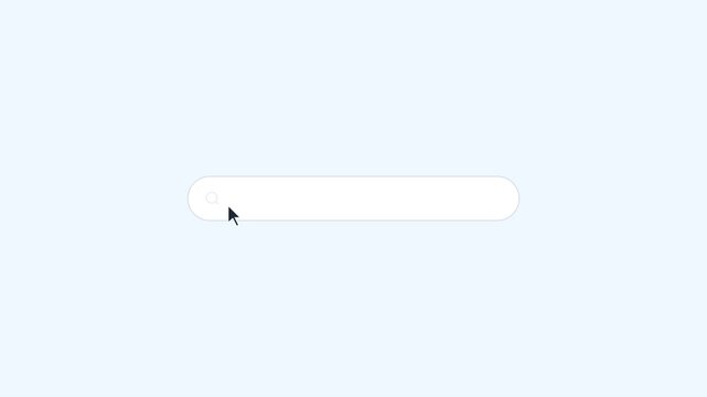 Modern web search bar interface with mouse click and blinking text cursor for internet browsing
