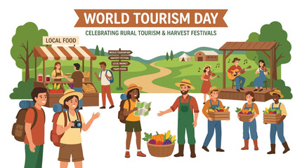 Fototapeta premium World Tourism Day: Rural Tourism & Harvest Festivals Celebration with People