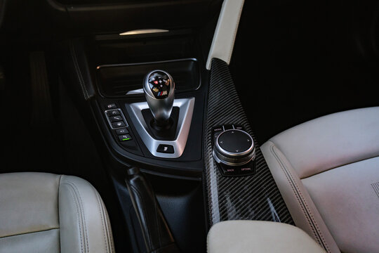 BMW M3 Interior Center Console with DCT Gear Selector and Carbon Fiber Trim