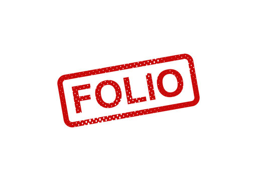 Red folio stamp with text on white background illustration
