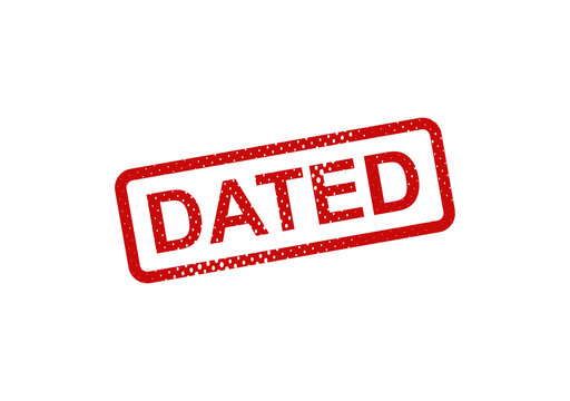 Red dated stamp badge with dotted border illustration