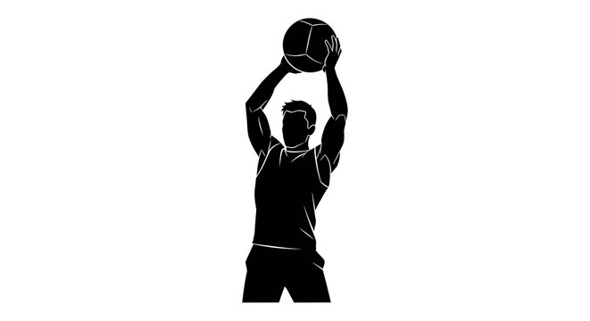 Player Throwing Ball Up in Dynamic Athletic Action Silhouette Illustration