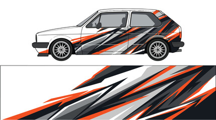 Naklejka premium Stylish Racing Car with Speed Stripes