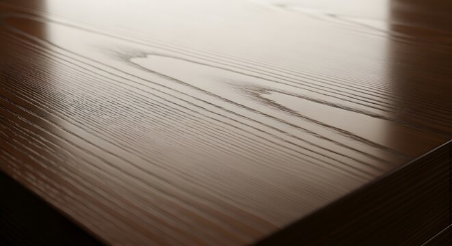 Smooth Glossy Wood Finish With Natural Grain Lines and Subtle Reflective Texture for Furniture Design