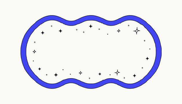 blue border with stars, wavy frame, night sky background