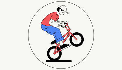 Fototapeta premium BMX rider performing trick on red bicycle