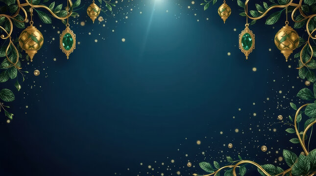 Luxury Brazilian celebration template with ornate ornament and botanical border dark background