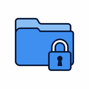 Digital File Security Icon Featuring a Secure Locked Folder for Confidential Data Protection and Privacy Management