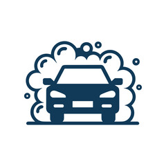Obraz premium Car wash icon vector illustration of a vehicle being cleaned with soap bubbles