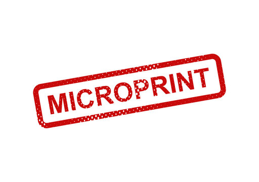 Red microprint stamp with text microprint illustration
