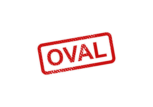 Red oval stamp with text label illustration
