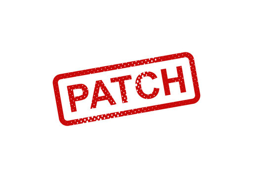 Red patch stamp with word patch on white illustration