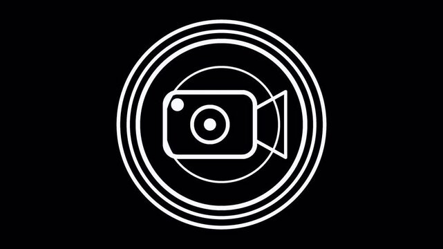 Video Camera Button Icon Animation on Black Background