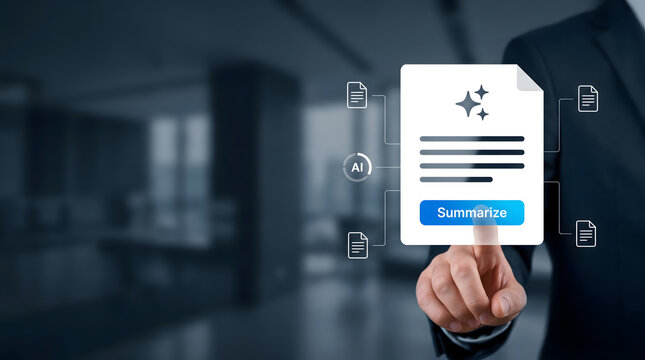 Artificial intelligence document summarization interface for automated content analysis and information processing