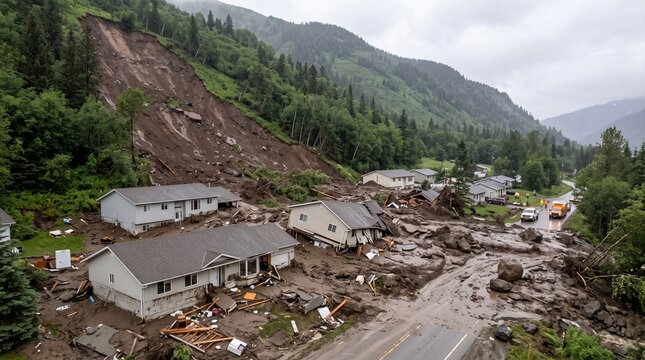 Devastating Landslide Destroys Homes in Mountainous Region.