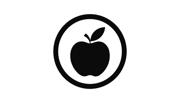 black apple logo in circle