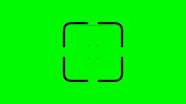 Digital Camera Viewfinder Interface with Scanning Line Animation on Green Screen Chroma Key Background