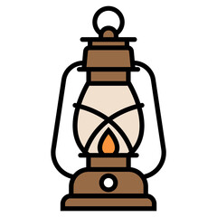 Vector vintage oil lamp icon with burning flame inside a glass globe © Arthit