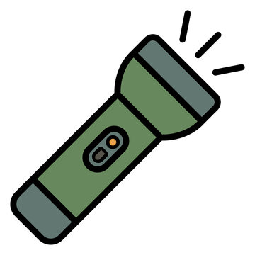 Vector green flashlight icon isolated on a black background.