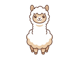 Naklejka premium Cute fluffy alpaca vector illustration character design isolated on white background