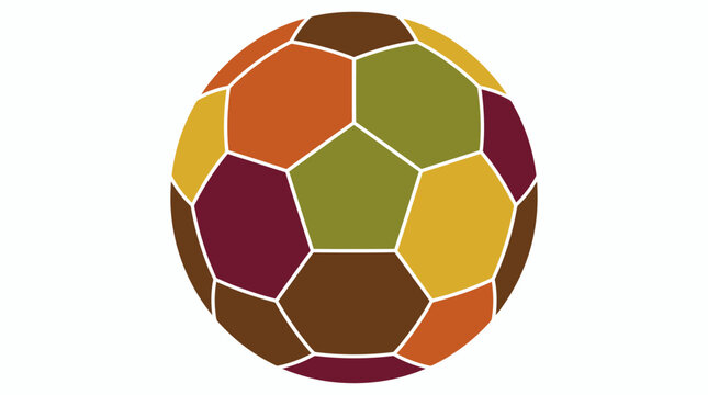 Colorful geometric soccer ball with pentagon and hexagon panels, a stylized abstract design.