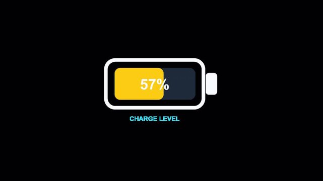Battery Charge Percentage Level Indicator Animation