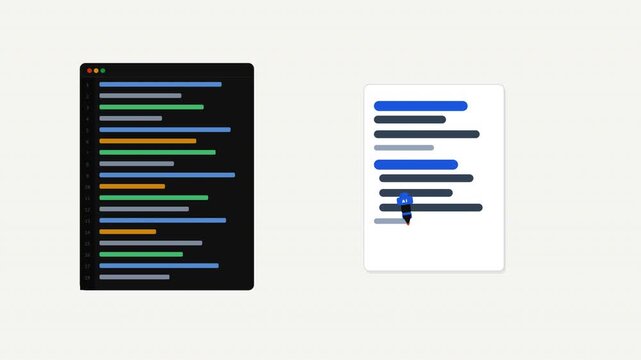 Technology websites, coding blogs, software development presentations. Illustrates coding, programming, web development, interface design concepts effectively.