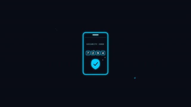 Digital smartphone screen showing a secure pin code entry with a verification shield icon.