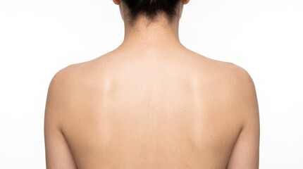 Naklejka premium Rear View of Smooth Clean Female Back and Shoulders Isolated on White Background