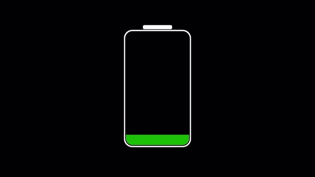 Battery Level Filling from Low to Full Animation