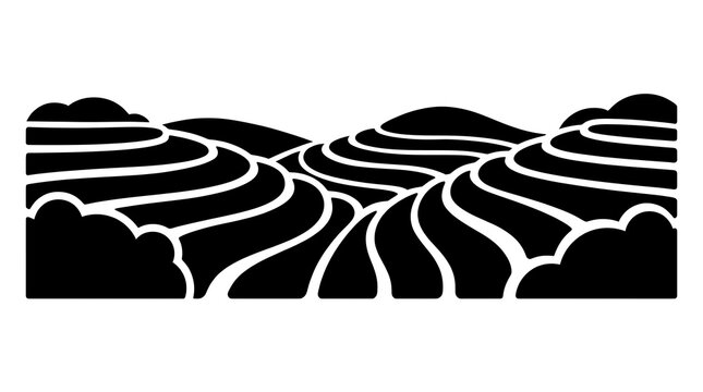 Minimalist Rice Terrace Landscape Vector Silhouette