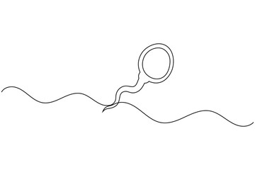 Fototapeta premium Sperm cell round head one line art health reproduction medical biology vector illustration