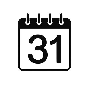 Simple flat calendar icon with thirty first date