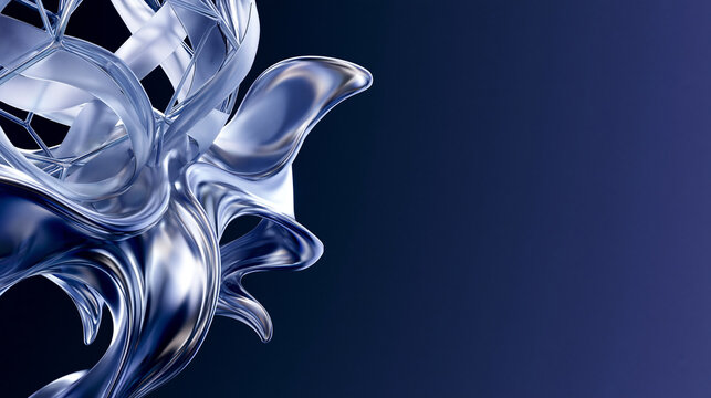 Frosted glass mesh enveloped by liquid platinum, advanced AI reasoning, inference pathways, explainable intelligence, cognitive architecture, generative AI, decision systems, machine learning