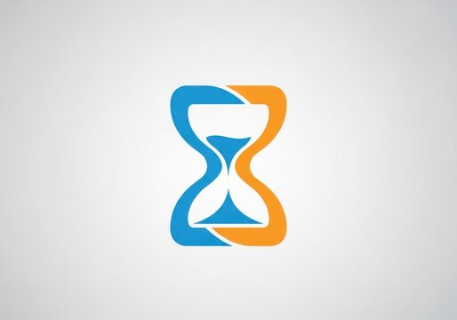 Abstract hourglass logo design with blue and orange flowing shapes
