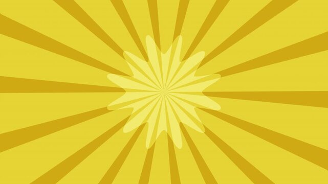 Rotating sunburst rays background with rotating beams and central sun circle.
