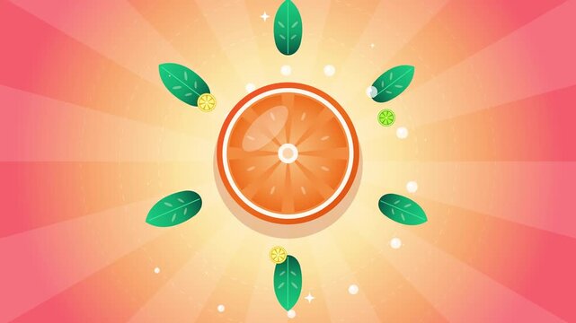 Abstract Tropical Citrus Fruit Background Animation