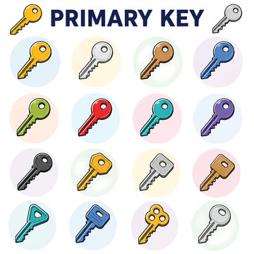 Database Primary Key Vector Icon for Relational SQL Data Architecture and Security